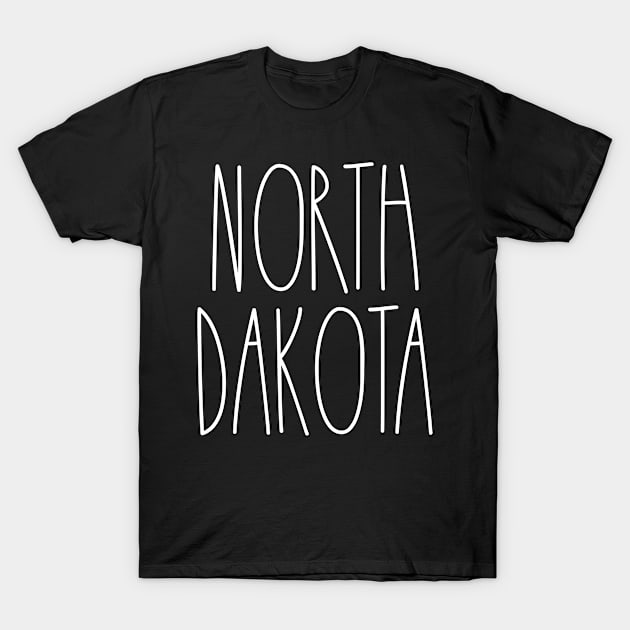 North Dakota Cute Minimalist Long Letters T-Shirt by vintageinspired